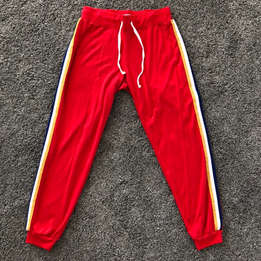 Pink Rose Red Striped Joggers (M)